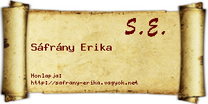 Sáfrány Erika névjegykártya